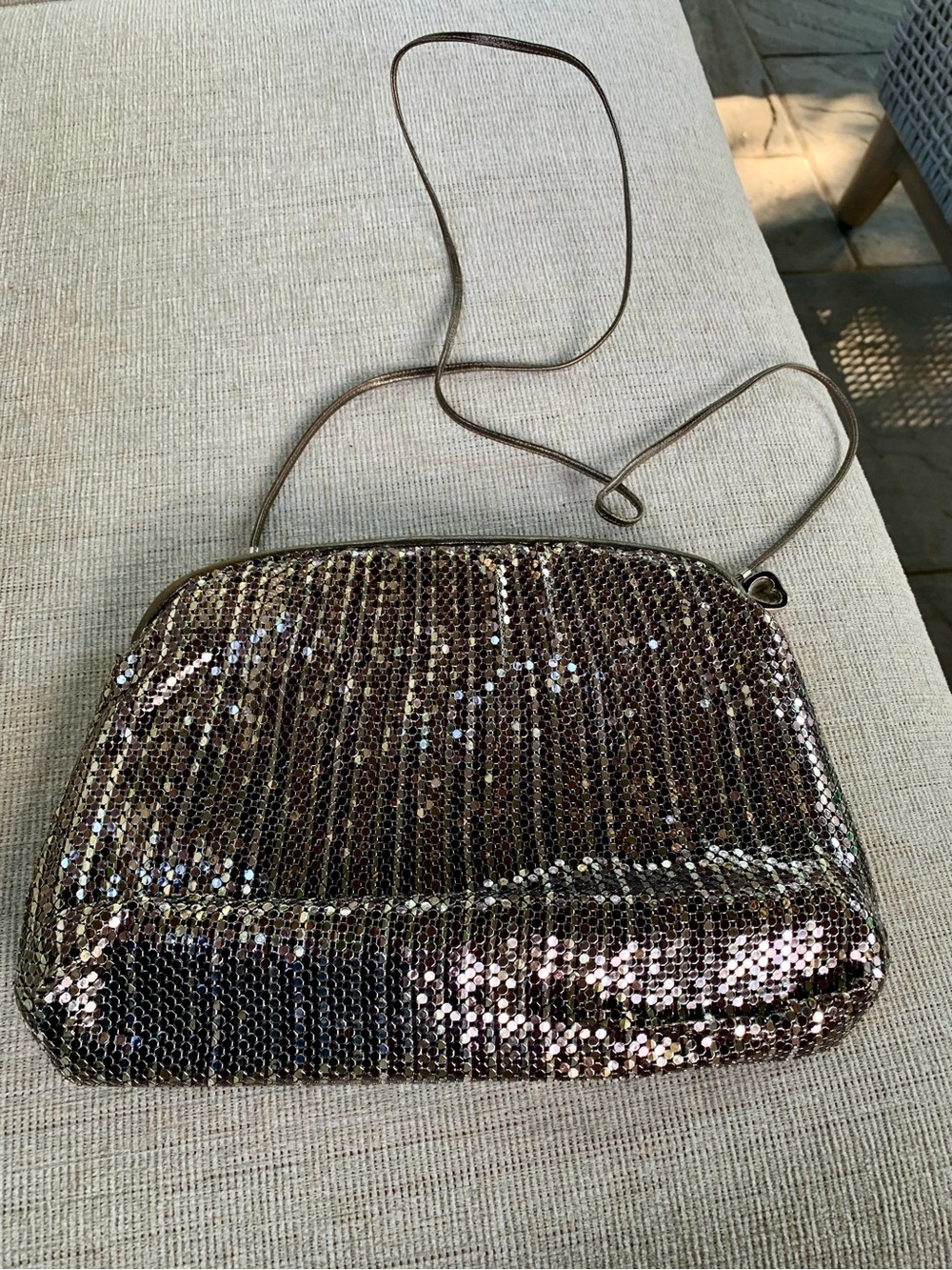 Silver  Sequin Shoulder Bag with Slim Strap